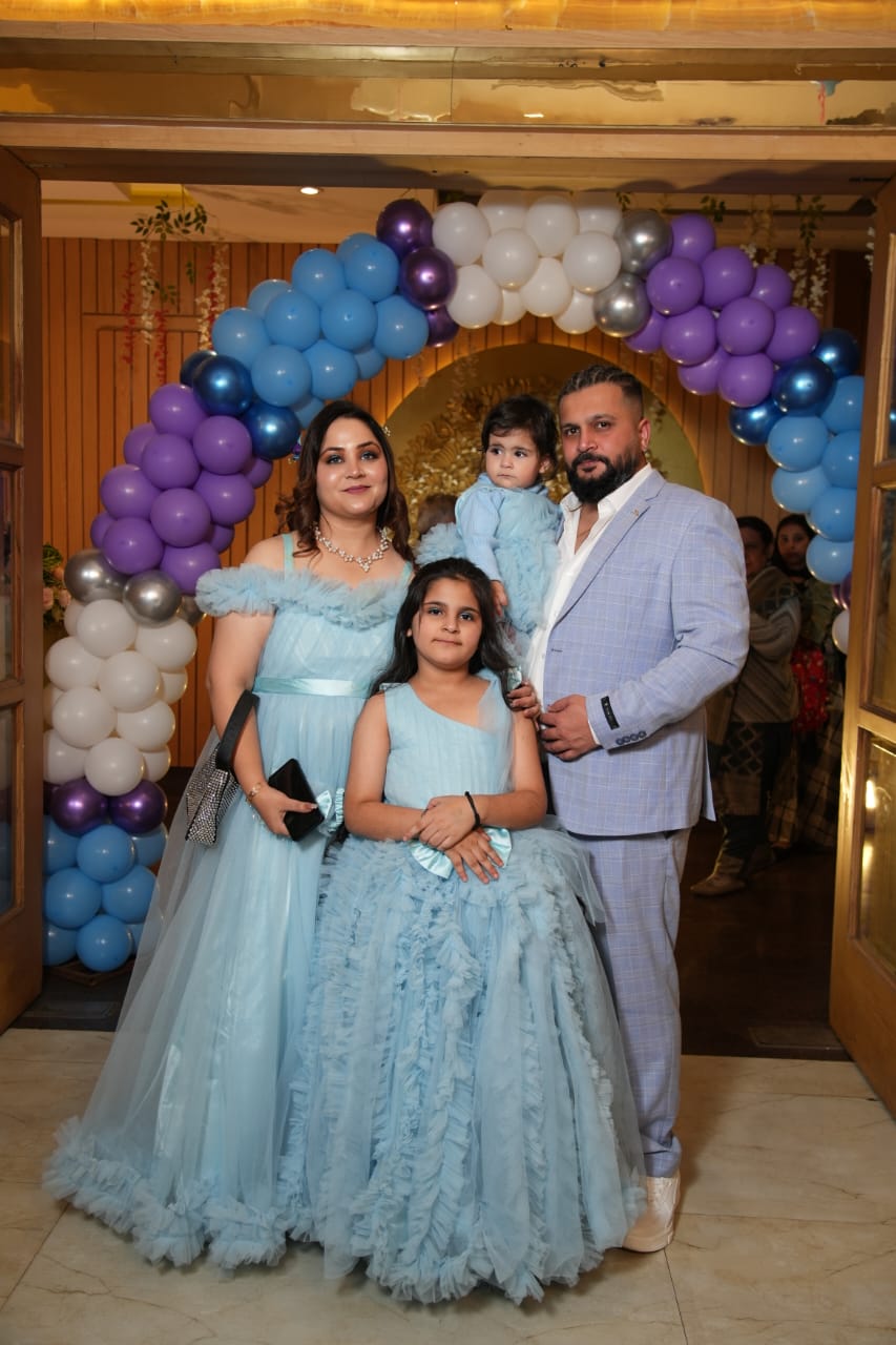 Powder blue bottom frill Ball gown Twinning For Mother Daughter (2 Pcs Combo)