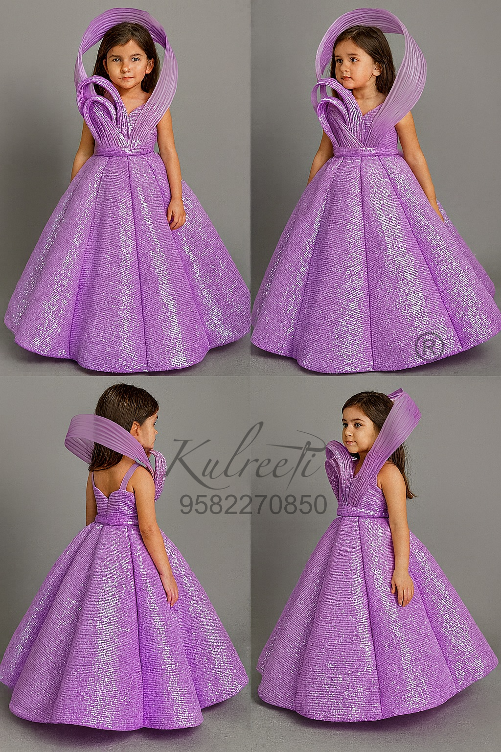 Lavender sequin ball panel gown