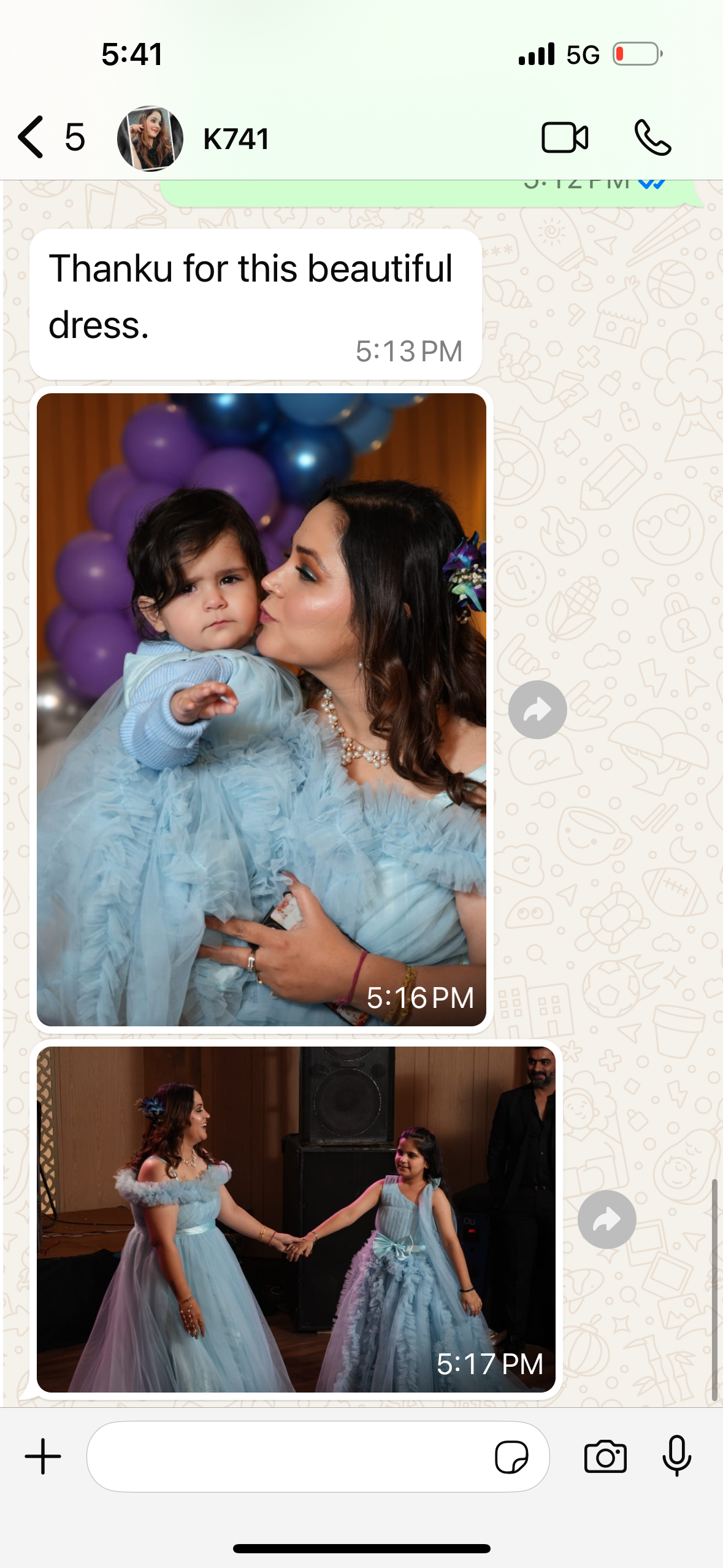 Powder blue bottom frill Ball gown Twinning For Mother & Daughter (2 Pcs Combo)