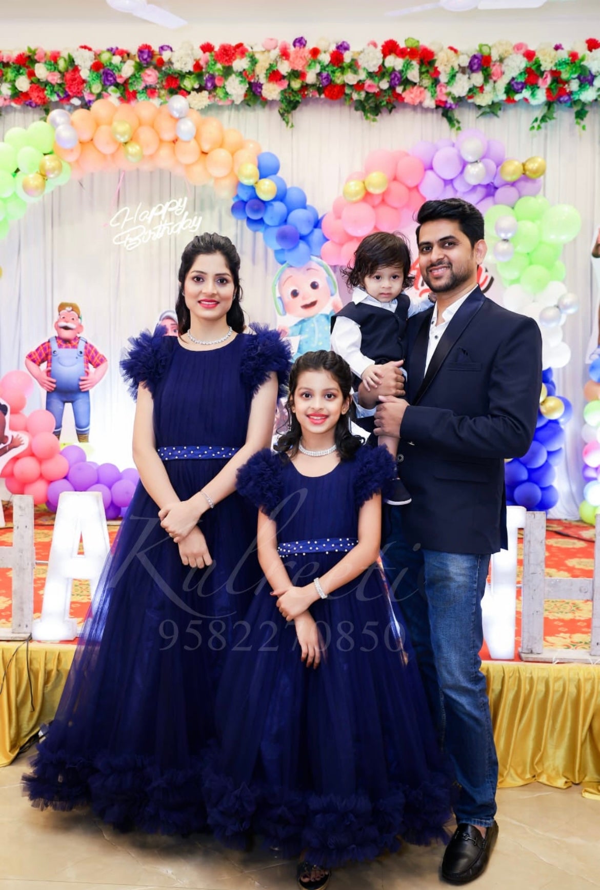 best brands for birthday dresses Navy Blue combo for Mother and Son 3-6M / Customize