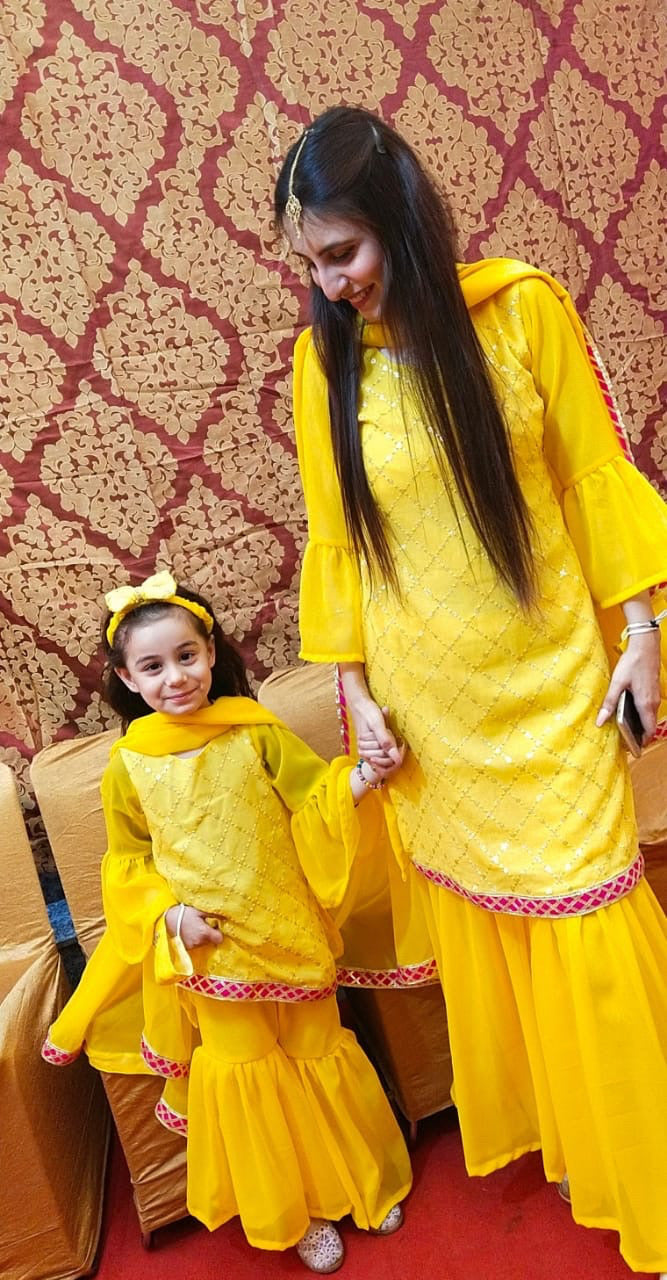 Yellow 2024 sharara dress