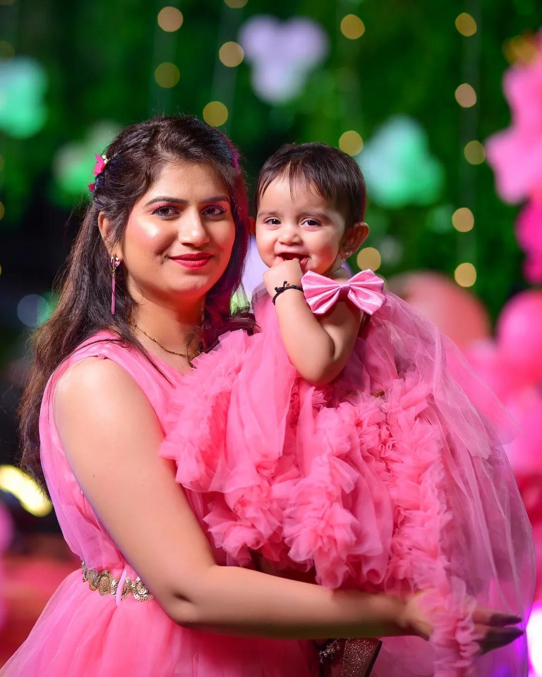 Pink Multi Layer Twinning For Mother & Daughter (2 Pcs Combo) – Kulreeti®
