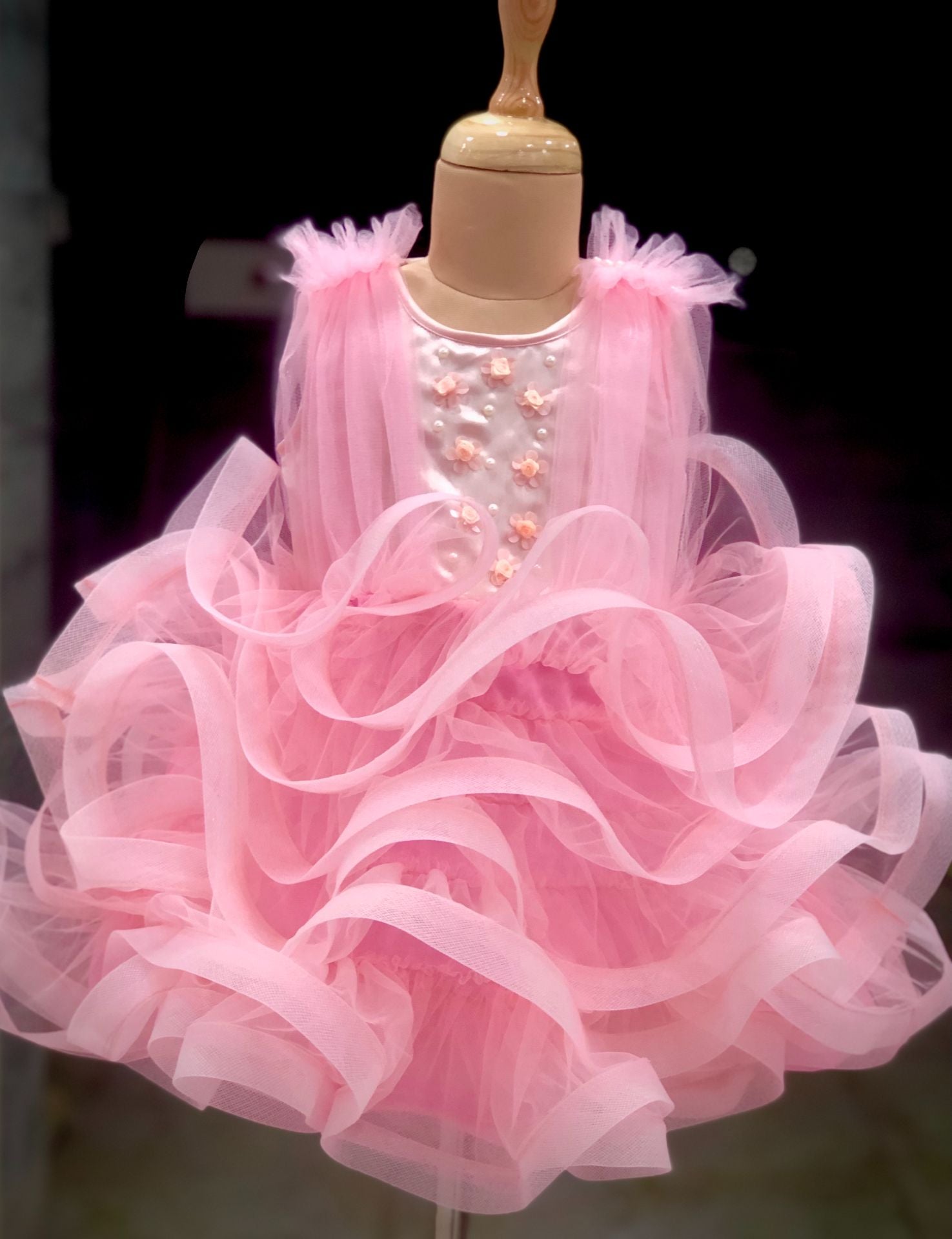 Pink Frill Dress For Baby - Main Image
