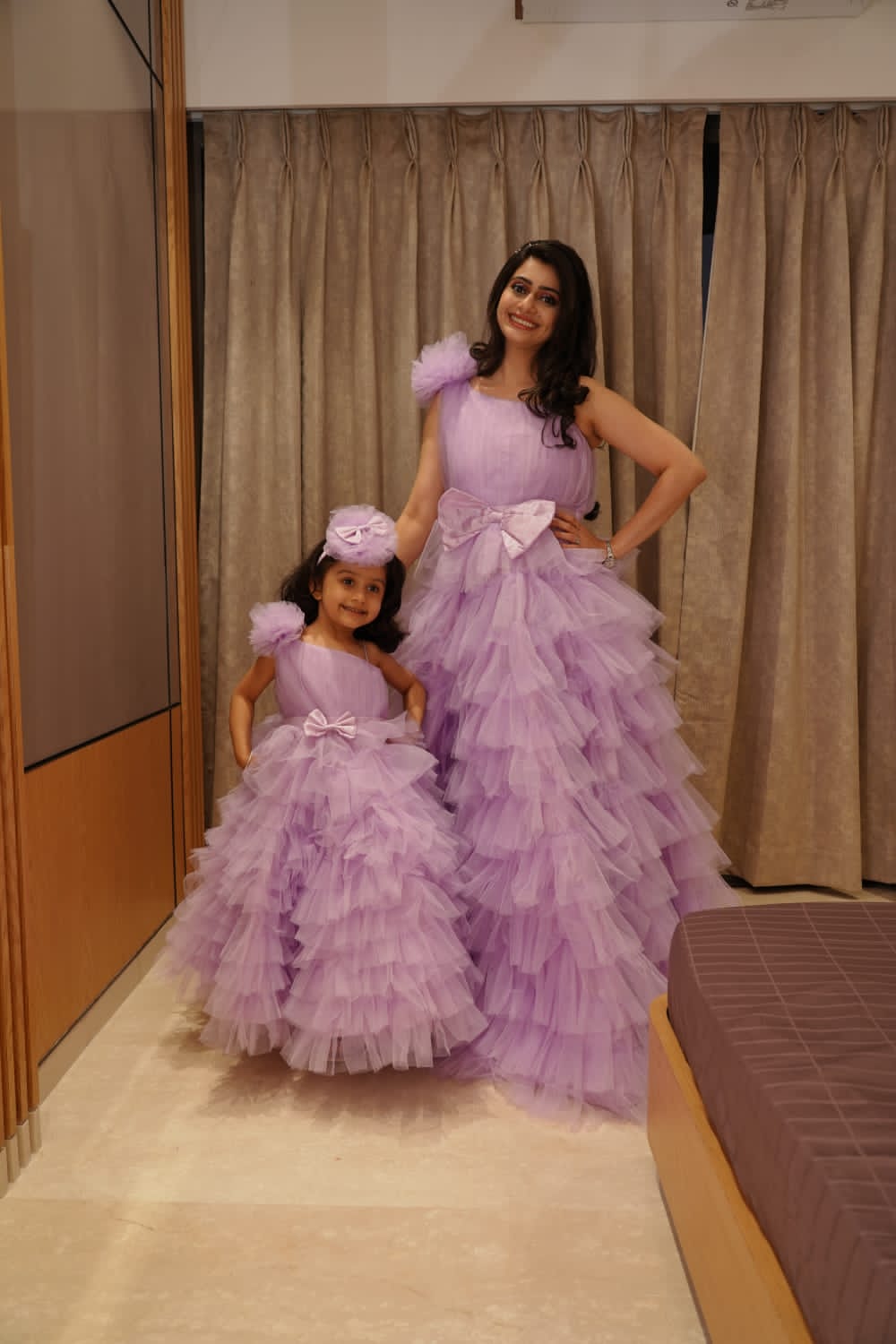 Lavender Frill Gown For Mother Or Daughter (1 Pc)