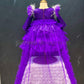 Purple frill sequin Dress For Baby with detachable trail
