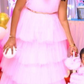 Baby Pink Multi Layer gown  1 Pc)