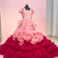 Onion pink and hot pink Frill Gown For Maternity /Pre-wedding shoot