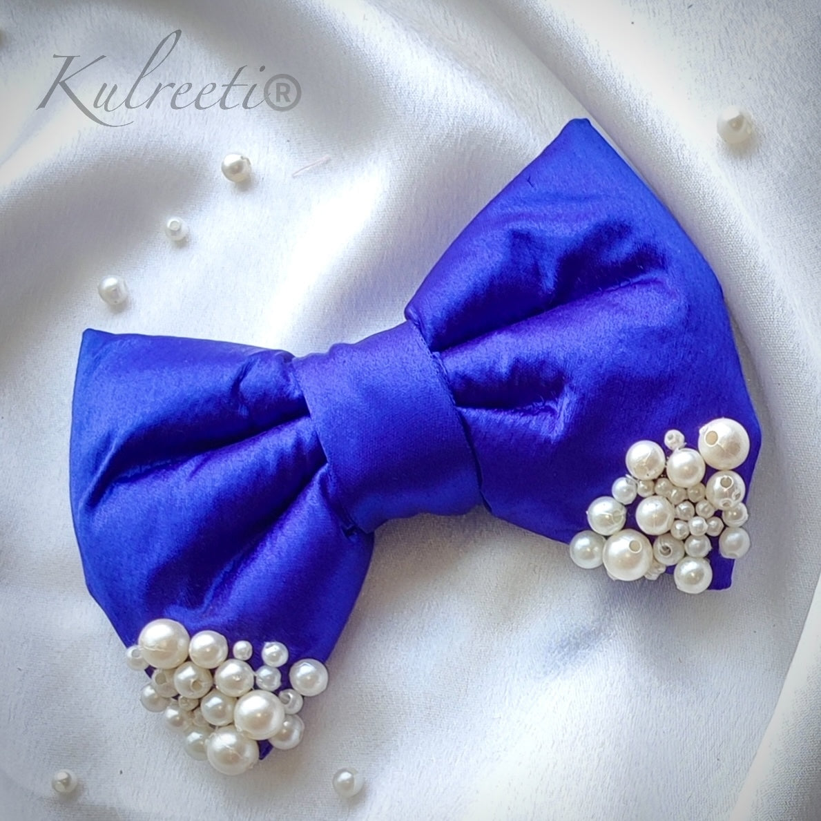 SATIN WITH PEARL DETAILING HAIR BOW ACCESSORY