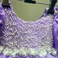 Lavender pearl hand embroidered gown with flower detailing Twinning for Mother & Daughter