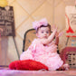 Baby Pink Multi Layer Fur Ball  Dress For Daughter (1 Pc)