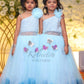 Pearl hand embroidered  blue Shades Gown For Mother Or Daughter (1 Pc)