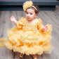 Golden Pearl sequin Embroidery Dress With Full Flair For Mother Or Dress For Daughter (1 Pc)