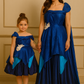 Pure satin silk Gown with flower patch and handkerchief style bottom F Twinning For Mother & Daughter