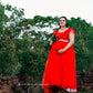 Red Long Frill Gown For Maternity /Pre-wedding shoot