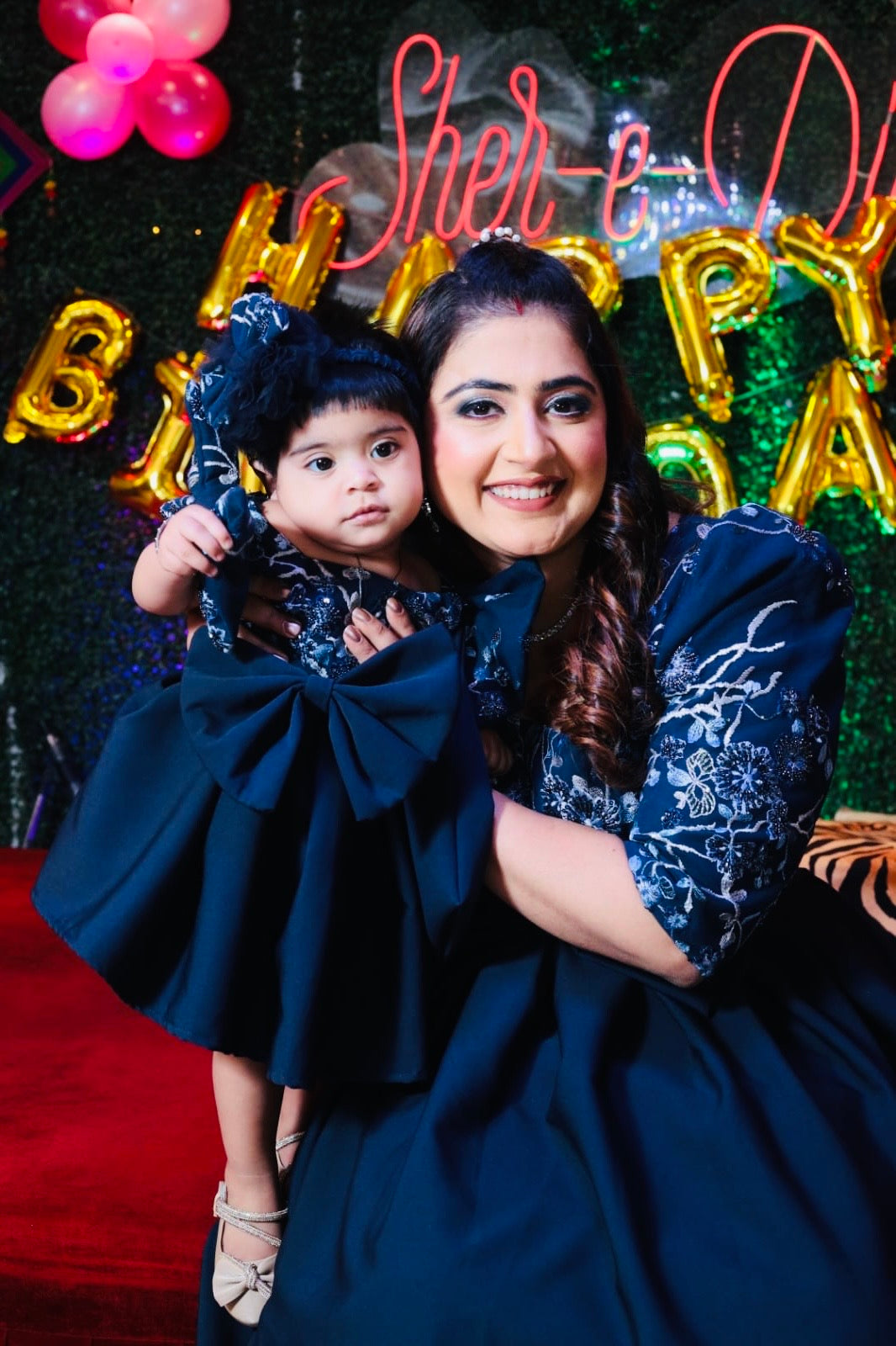 Navy blue embrodiered top and heavy imported fsbric for bottom Twinning For Mother & Daughter