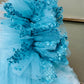 Lavender pink waterfall frill Theme Gown