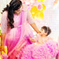 Peach lavender gown with flower detailing Twinning for Mother & Daughter