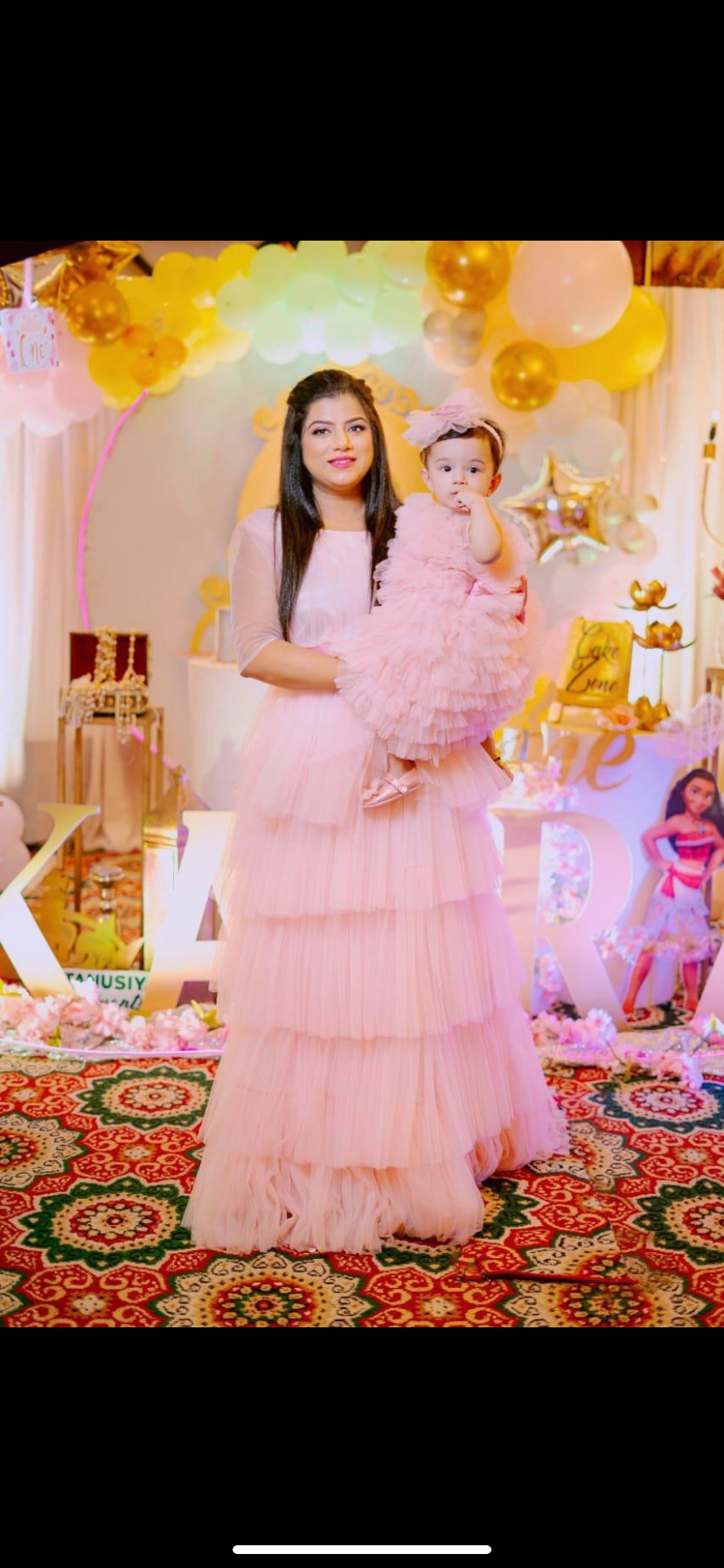 Baby Pink Multi Layer gown  1 Pc)