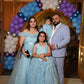 Powder blue bottom  frill Ball gown Twinning For Mother & Daughter (2 Pcs Combo)