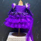 Purple frill sequin Dress For Baby with detachable trail
