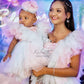 Powder blue pink dresstheme gown Twinning for Mother and Daughter (2 Pcs Combo)