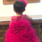 Baby Pink Multi Layer Fur Ball  Dress For Daughter (1 Pc)