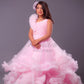 Baby pink Full Frill Gown with sequin top