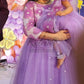 Lavender flower pattern top gown Twinning For Mother & Daughter (2 Pcs Combo)