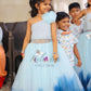 Pearl hand embroidered  blue Shades Gown For Mother Or Daughter (1 Pc)