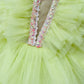 Multi layer neon yellow frill Gown