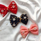 CREPE STONE AND FLORAL WORK HAIR BOW ACCESSORY