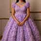 Lavender pink waterfall frill Theme Gown