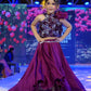 Wine sequin work  blouse with unique style satin crape lehenga