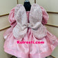 Onion pink bead hand work sequin work Dress With Full Flair For Mother Or Dress For Daughter (1 Pc)