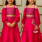 Hot pink sequin work  blouse with unique style satin crape lehenga