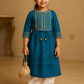 Blue cotton tulip pant kurta Set