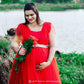 Red Long Frill Gown For Maternity /Pre-wedding shoot