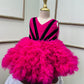 Hot pink black detailing dress