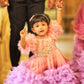 Peach lavender gown with flower detailing Twinning for Mother & Daughter