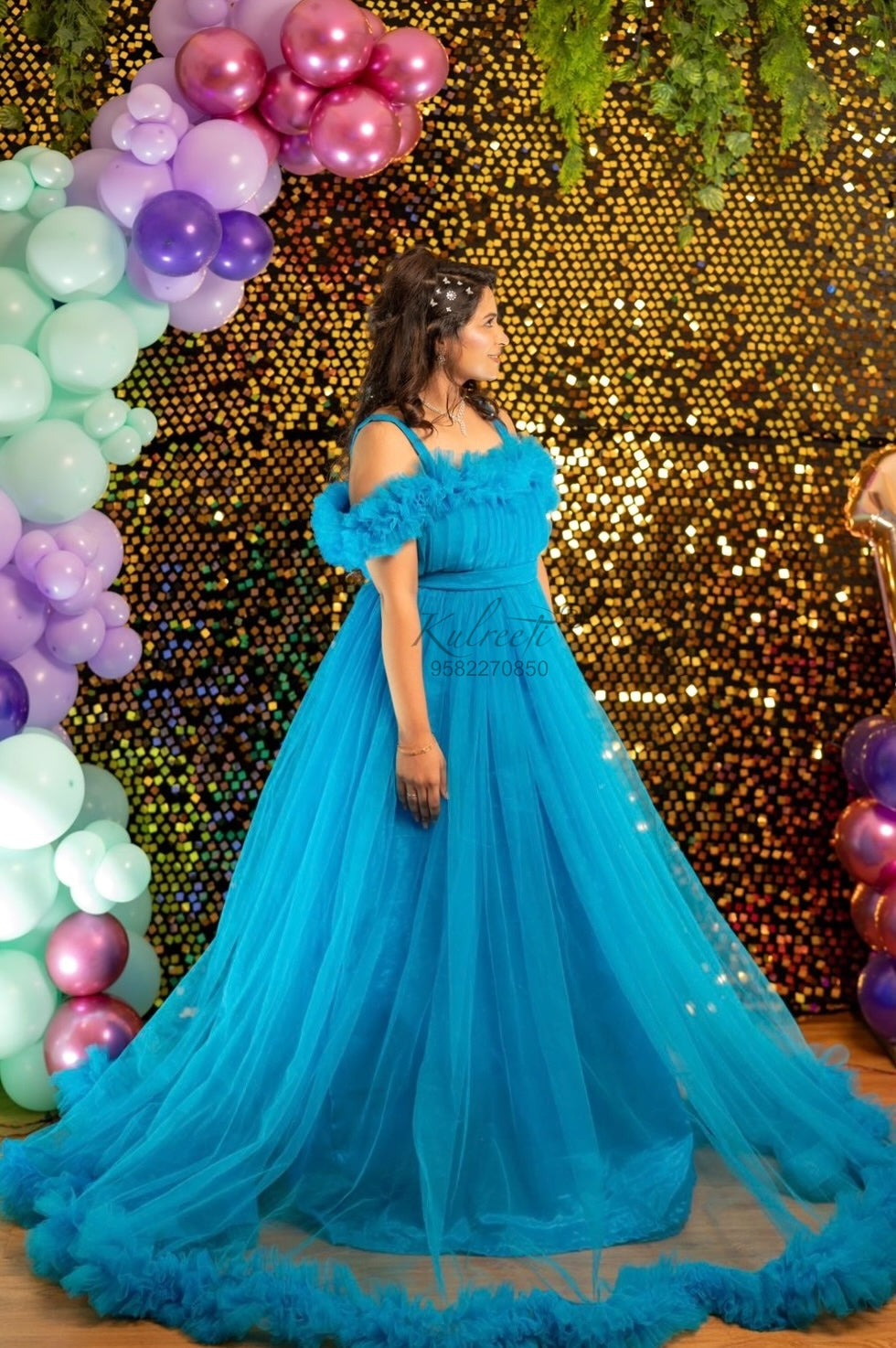 Frozen blue  theme gown Twinning for Mother and Daughter (2 Pcs Combo)