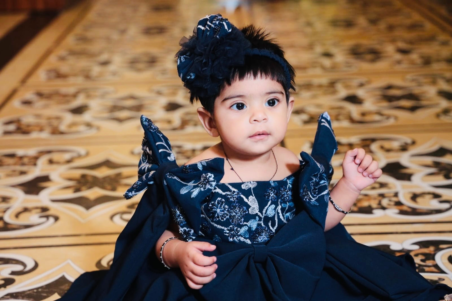 Navy blue embrodiered top and heavy imported fsbric for bottom Twinning For Mother & Daughter