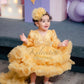 Golden Pearl sequin Embroidery Dress With Full Flair For Mother Or Dress For Daughter (1 Pc)