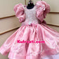 Onion pink bead hand work sequin work Dress With Full Flair For Mother Or Dress For Daughter (1 Pc)