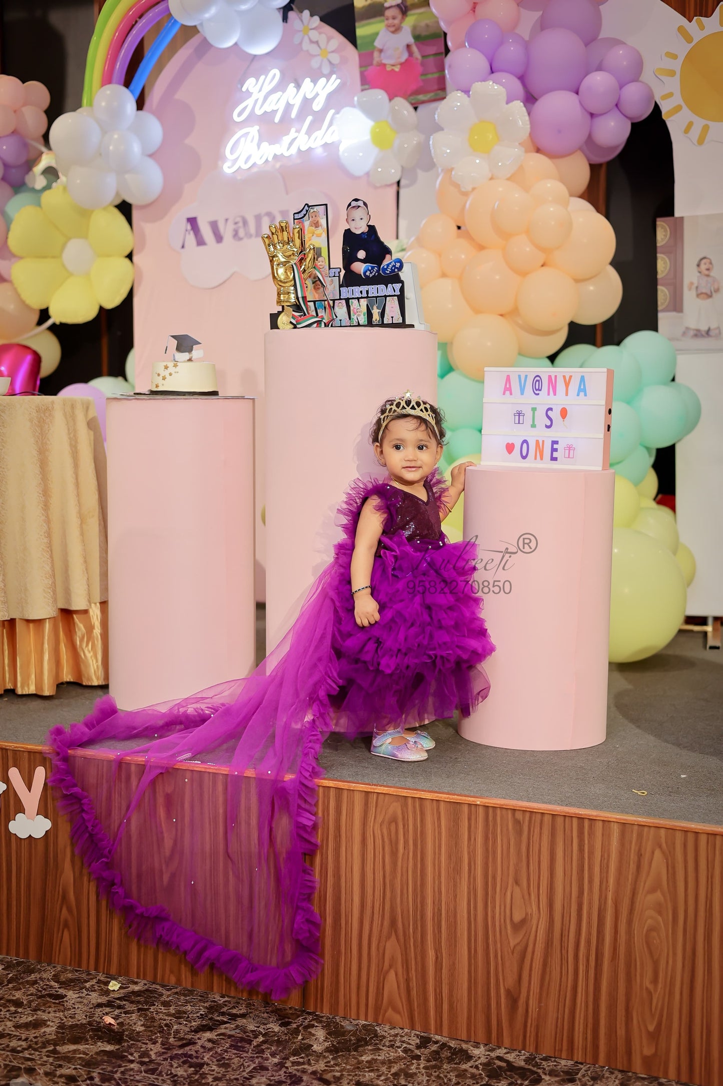 Purple sequin gown Twinning For Mother & Daughter (2 Pcs Combo)