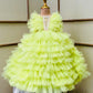 Multi layer neon yellow frill Gown
