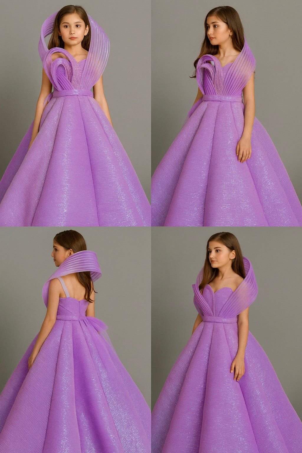 Lavender sequin ball panel gown