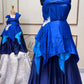Pure satin silk Gown with flower patch and handkerchief style bottom F Twinning For Mother & Daughter