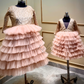 Dusty peach frilly with sequin top Twinning for Mother and Daughter (2 Pcs Combo)