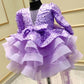 Lavender Pearl sequin Embroidery Dress With Full Flair For Mother Or Dress For Daughter (1 Pc)