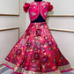 Hot pink Embroidered Stylish Top With Lehenga and Dupatta